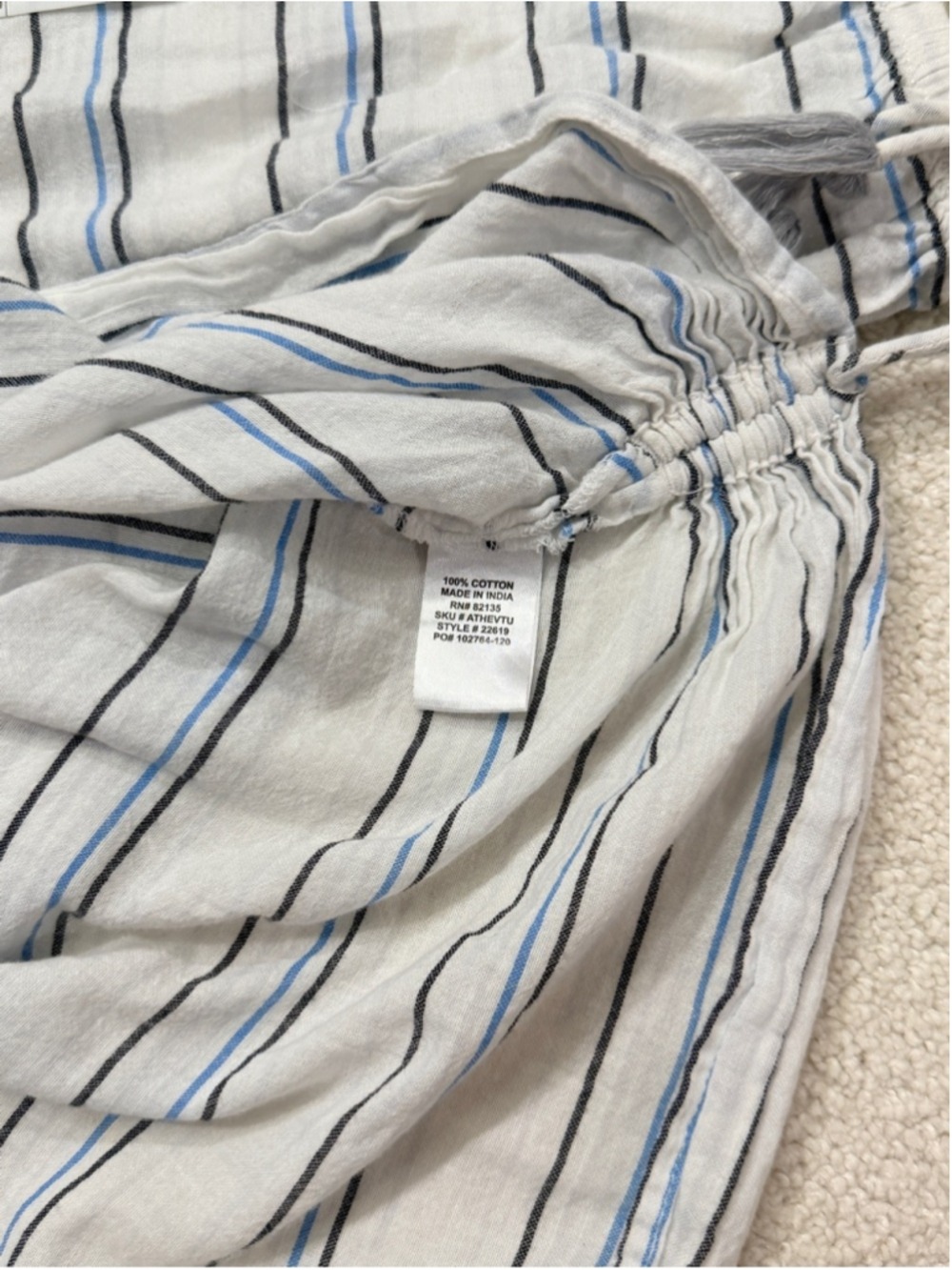 fresh produce Women’s White Tunic with Navy and Light Blue Stripes Size XL/XXL - Picture 9 of 9